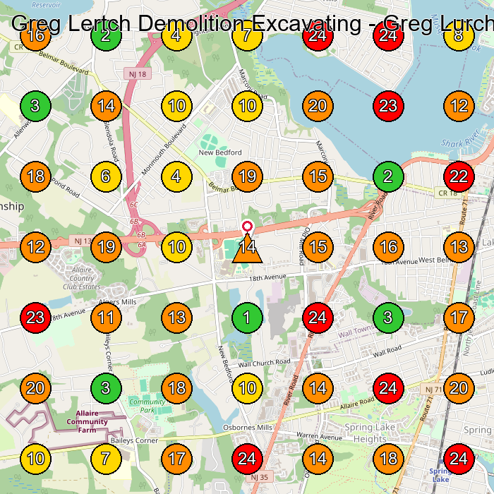Greg Lertch Demolition Excavating - Greg Lurch Demolition Contractor GeoGrid ranking map for Wall Township NJ